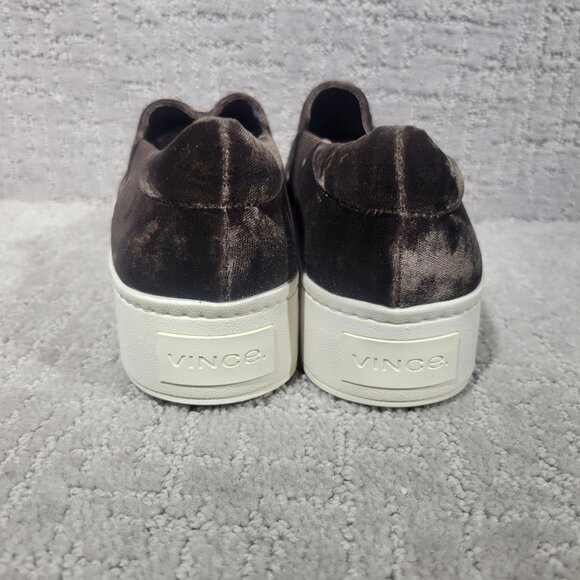 Vince Warren Womens Size 7M Brown Low Top Velvet Slip On Platform Sneaker Shoes - Picture 9 of 11